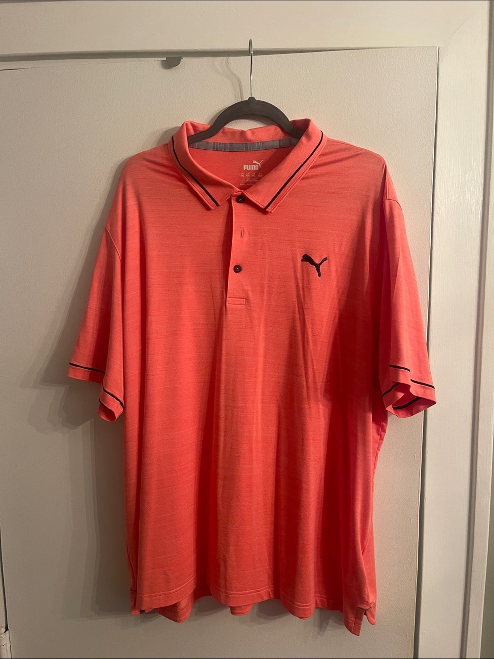 Puma Men’s Coral-Orange Polo with Black Trim